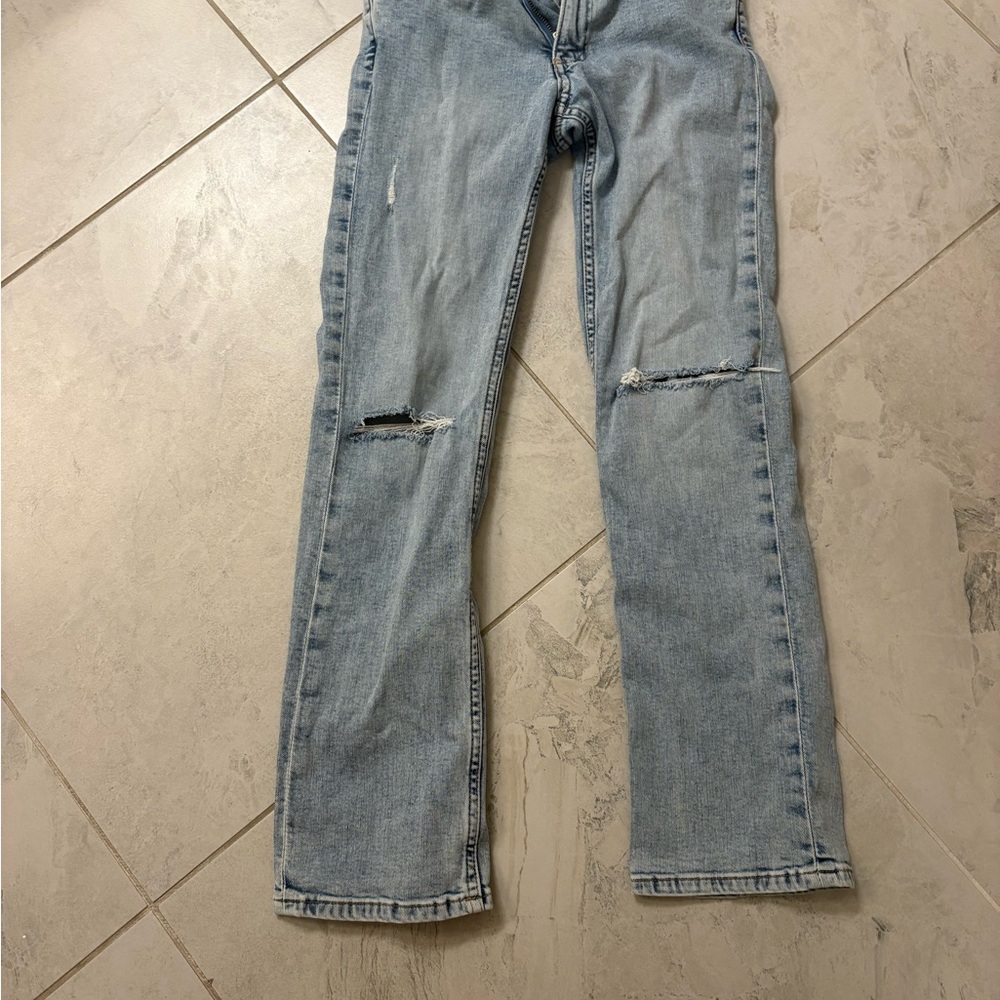H&M Blue Distressed Jeans Straight Leg
